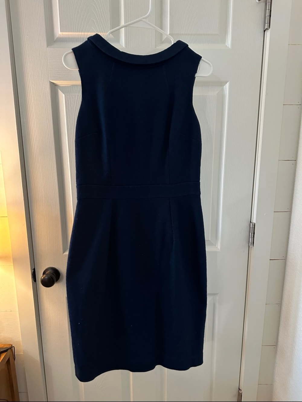 Boden 8L Classic Jackie O style, navy sleeveless sheath dress